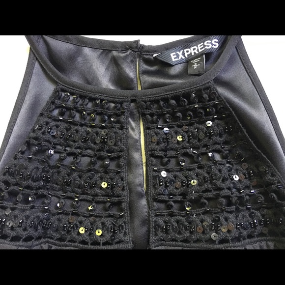 Express Black Dress with Bead and Sequin Neckline - Picture 5 of 8